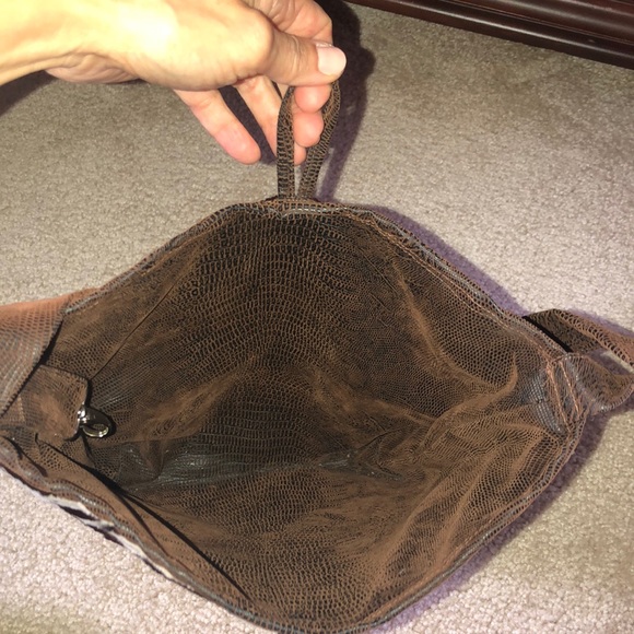 Vintage Fur Coatt with chocolate brown and cream zebra print now a BAG handmade - Picture 3 of 4